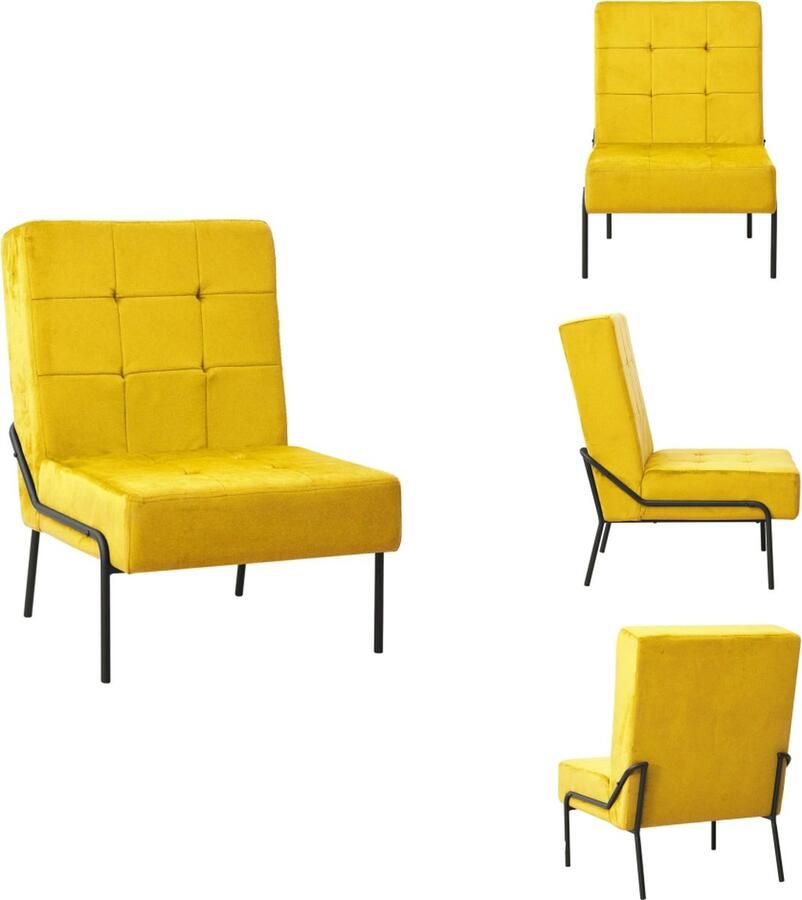 VidaXL Relaxstoel woonkamerstoel 65x79x87 cm mosterdgeel en zwart fluweel METAAL 110 kg Fauteuil