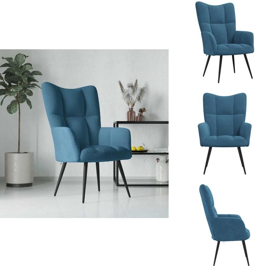 VidaXL Relaxstoel Relaxstoelen Fauteuil Fauteuils Relaxstoel fluweel blauw