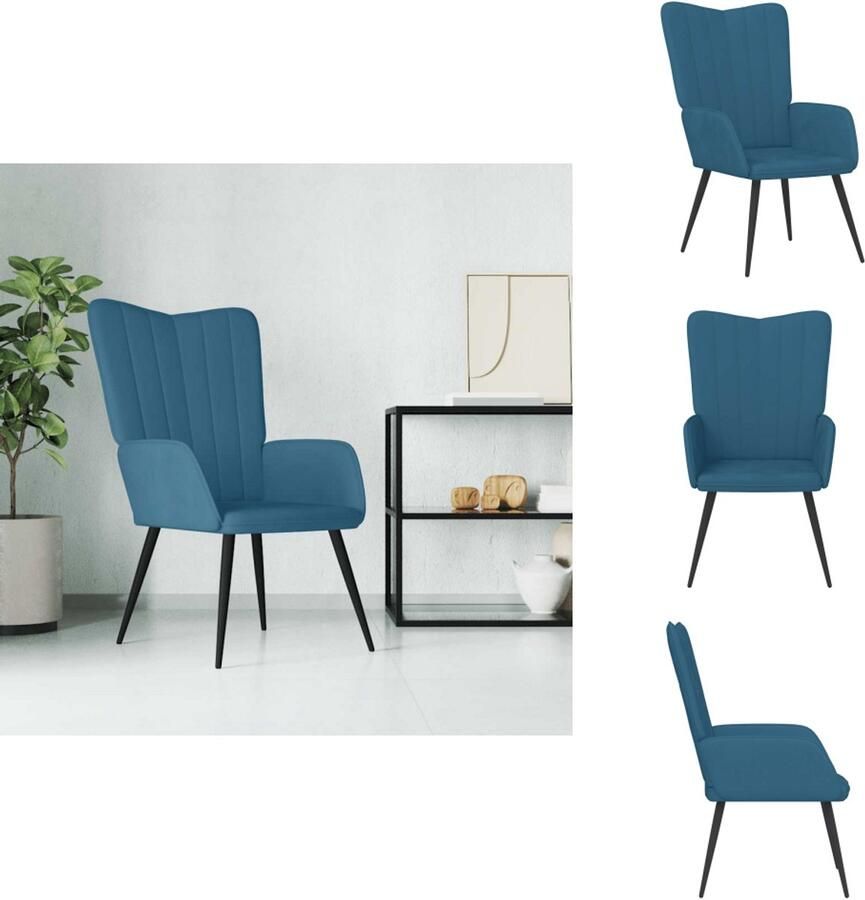 VidaXL Relaxstoel Relaxstoelen Fauteuil Fauteuils Relaxstoel fluweel blauw