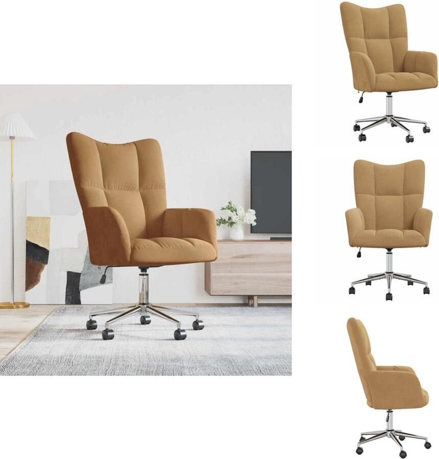 VidaXL Relaxstoel naam Bureaustoelen 61.5 x 69 x (94.5 102) cm Bruin Fauteuil - Foto 2