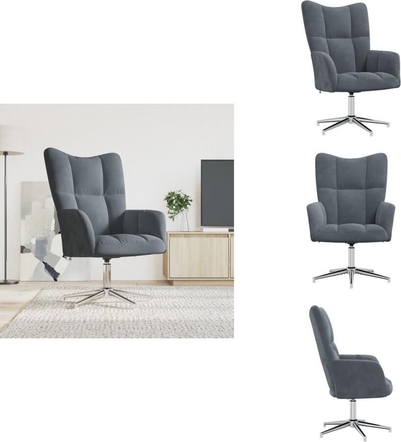 VidaXL Relaxstoel Relaxstoelen Fauteuil Fauteuils Relaxstoel fluweel donkergrijs