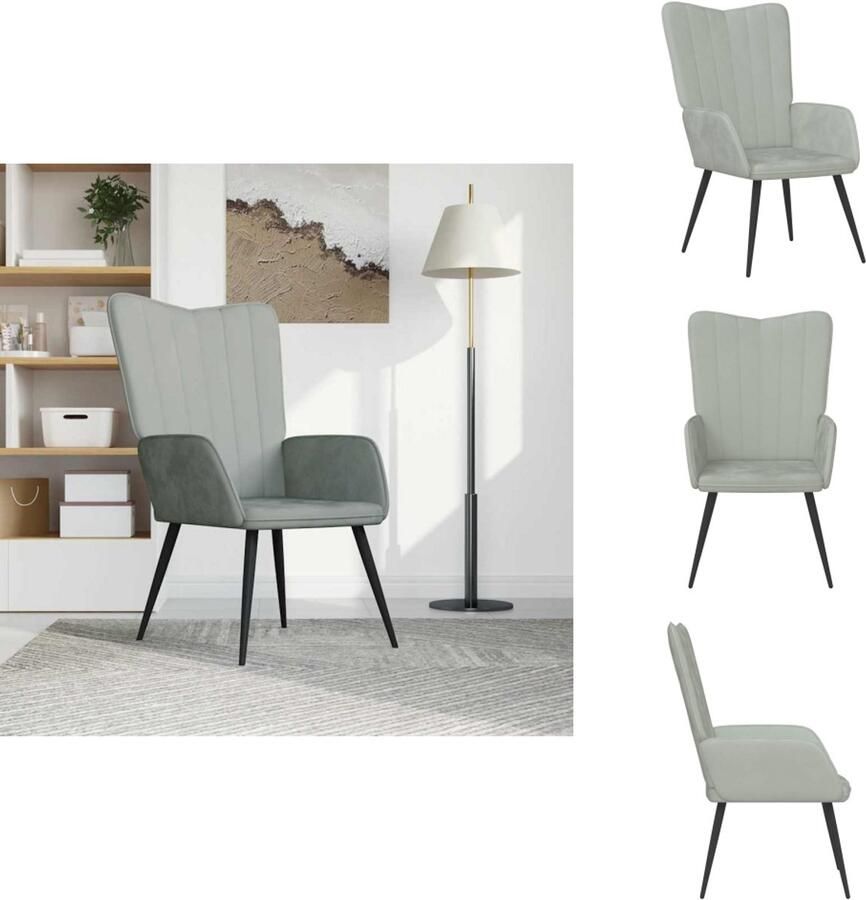 VidaXL Relaxstoel Relaxstoelen Fauteuil Fauteuils Relaxstoel fluweel lichtgrijs