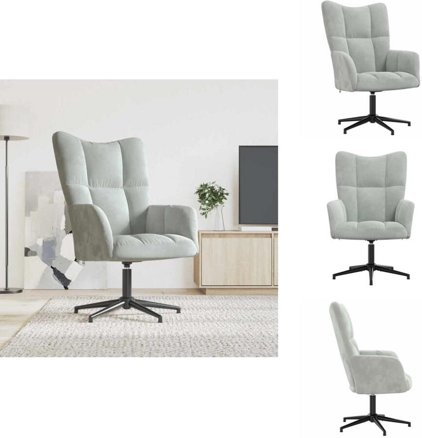 VidaXL Relaxstoel Relaxstoelen Fauteuil Fauteuils Relaxstoel fluweel lichtgrijs