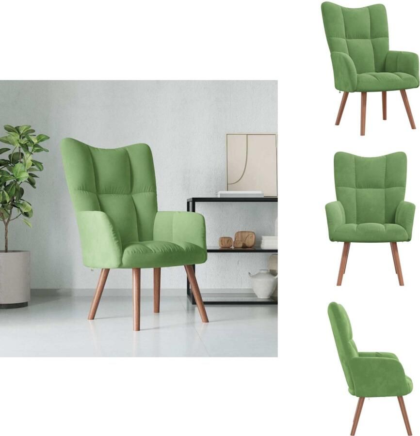 VidaXL Relaxstoel Relaxstoelen Fauteuil Fauteuils Relaxstoel fluweel lichtgroen