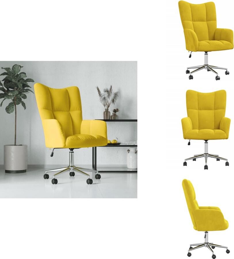 VidaXL Relaxstoel Relaxstoelen Fauteuil Fauteuils Relaxstoel fluweel mosterdgeel - Foto 2