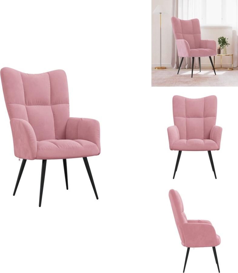 VidaXL Relaxstoel Fluweel Roze 61 x 70 x 96.5 cm Stevig en comfortabel Fauteuil - Foto 2