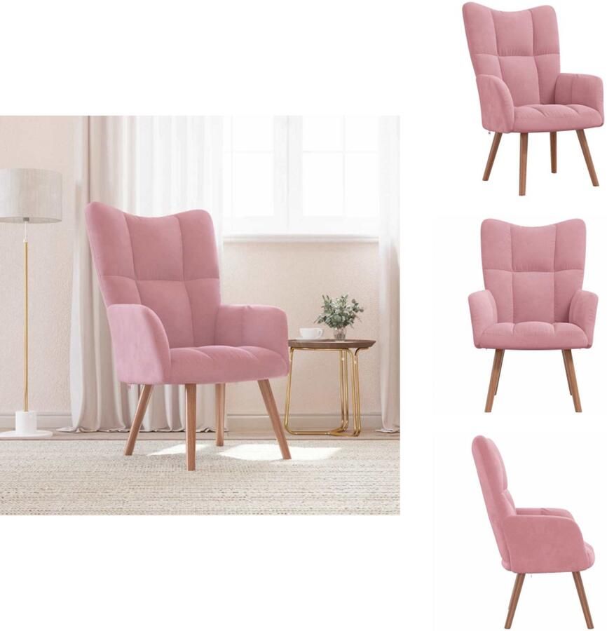 VidaXL Relaxstoel Fluweel Roze 61 x 70 x 96.5 cm Stevig en comfortabel Fauteuil