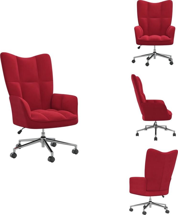 VidaXL Relaxstoel Ergonomic Bureaustoel Wijnrood 61.5 x 69 x (94.5 102) cm Verstelbaar Fauteuil - Foto 4