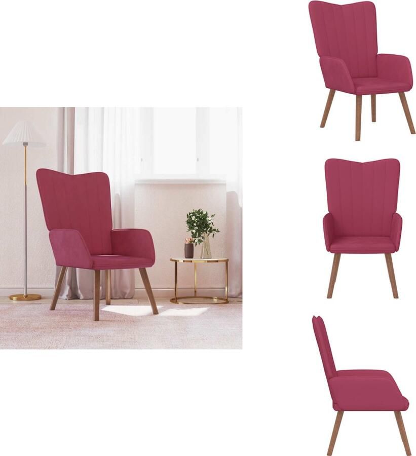 VidaXL Relaxstoel Relaxstoelen Fauteuil Fauteuils Relaxstoel fluweel wijnrood - Foto 3