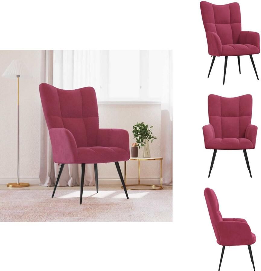 VidaXL Relaxstoel Relaxstoelen Fauteuil Fauteuils Relaxstoel fluweel wijnrood