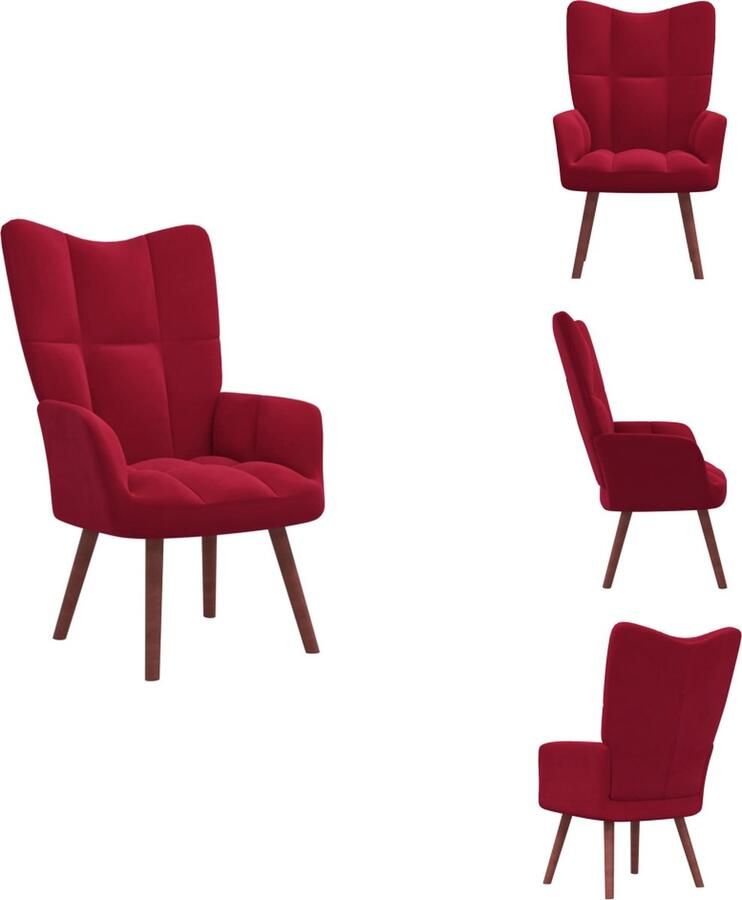 VidaXL Relaxstoel Relaxstoelen Fauteuil Fauteuils Relaxstoel fluweel wijnrood - Foto 2