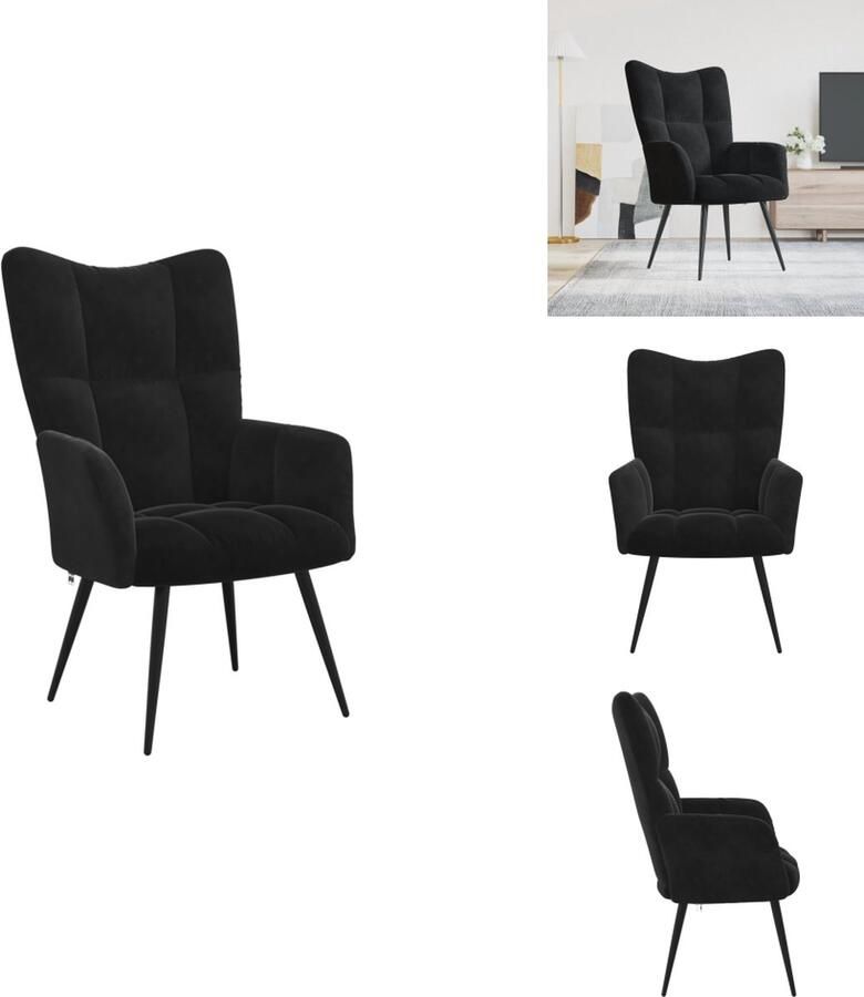 VidaXL Relaxstoel Chique en elegant Bureaustoel 61.5 x 69 cm Zwart Fauteuil - Foto 2