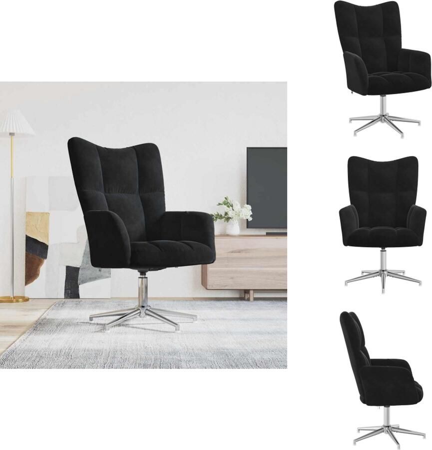 VidaXL Relaxstoel Chique en elegant Bureaustoel 61.5 x 69 cm Zwart Fauteuil