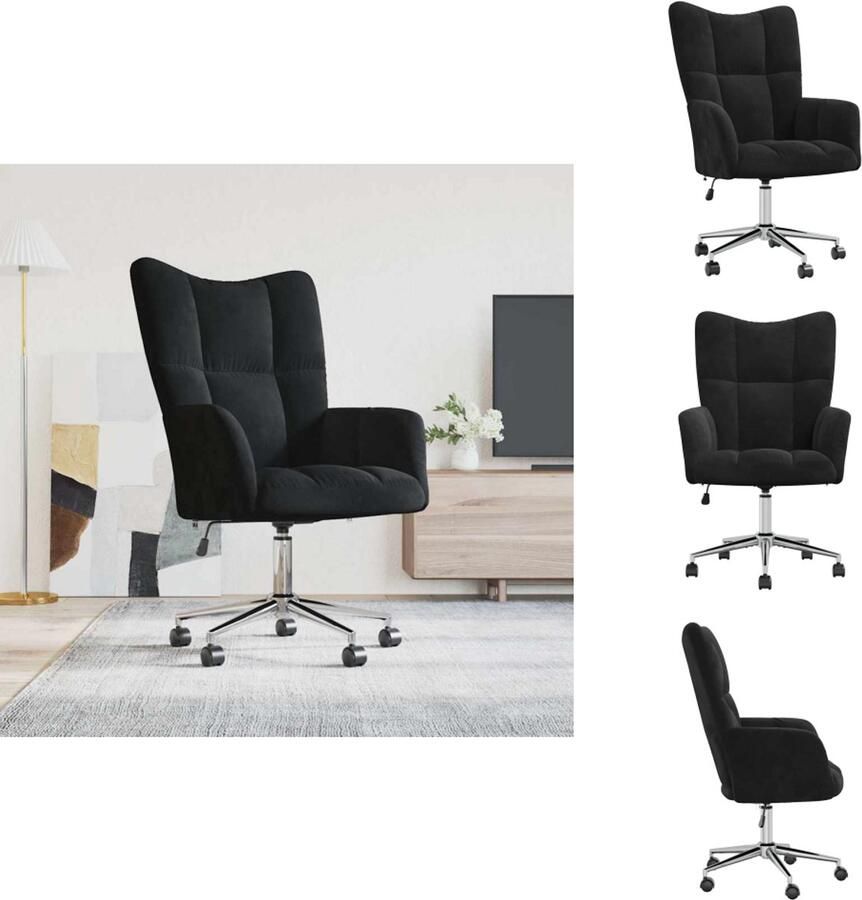 VidaXL Relaxstoel Woonkamerstoel Zwart 61.5 x 69 x (94.5 102) cm Verstelbaar Fauteuil