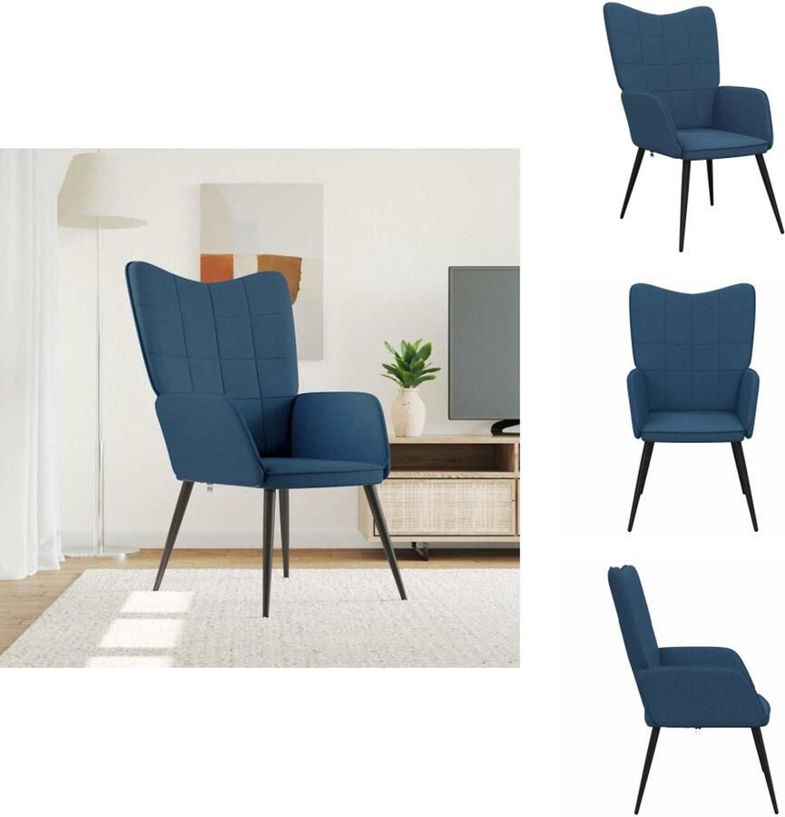 VidaXL Relaxstoel Relaxstoelen Fauteuil Fauteuils Relaxstoel stof blauw