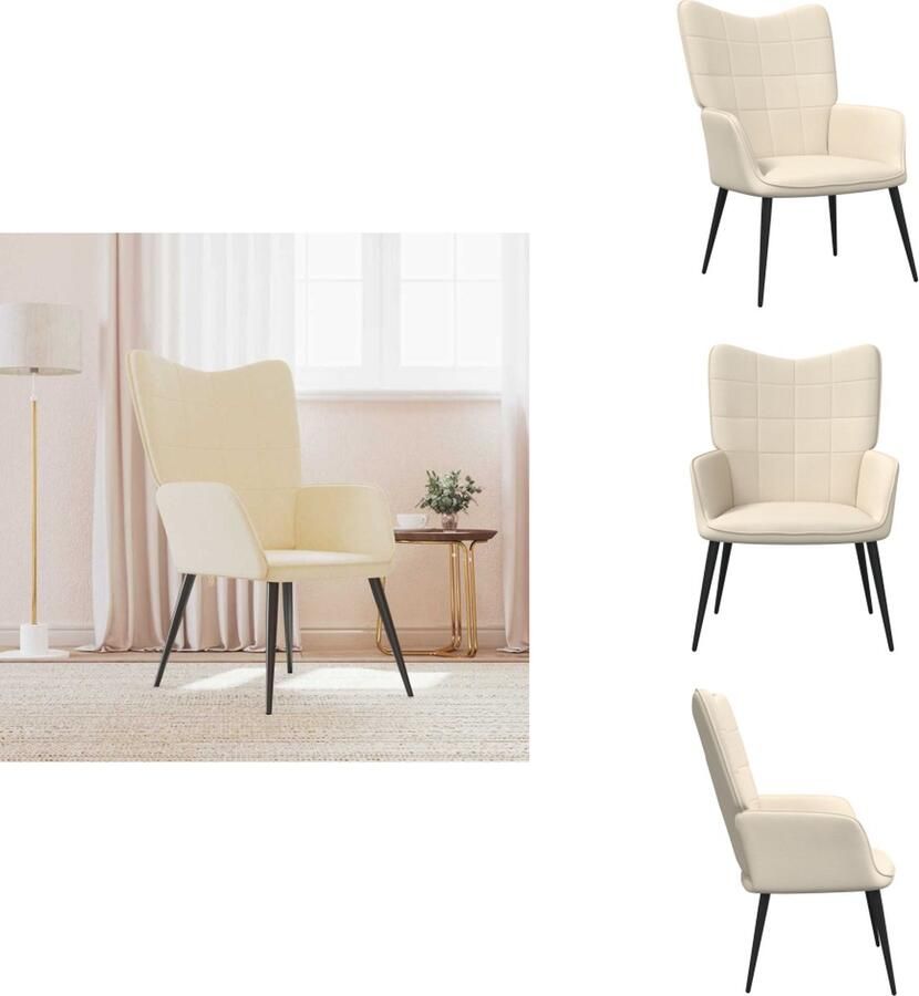 VidaXL Relaxstoel Relaxstoelen Fauteuil Fauteuils Relaxstoel stof crèmekleurig