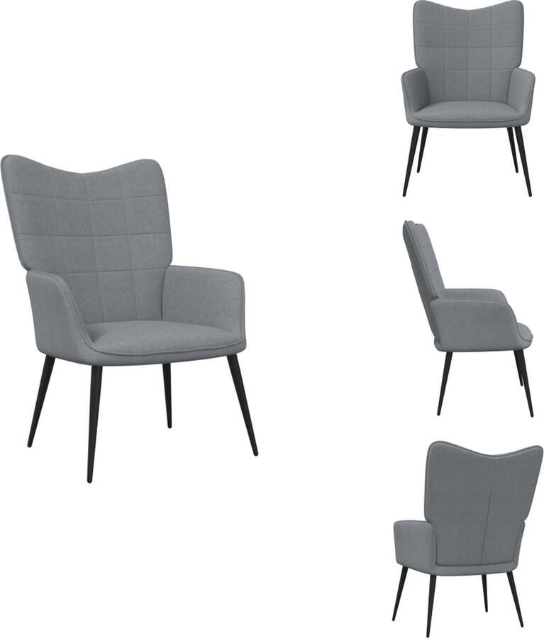 VidaXL Relaxstoel Relaxstoelen Fauteuil Fauteuils Relaxstoel stof lichtgrijs - Foto 3