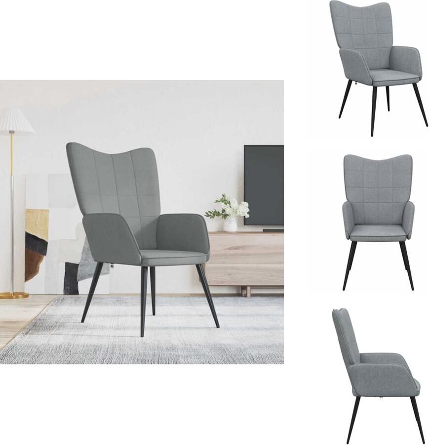 VidaXL Relaxstoel Relaxstoelen Fauteuil Fauteuils Relaxstoel stof lichtgrijs