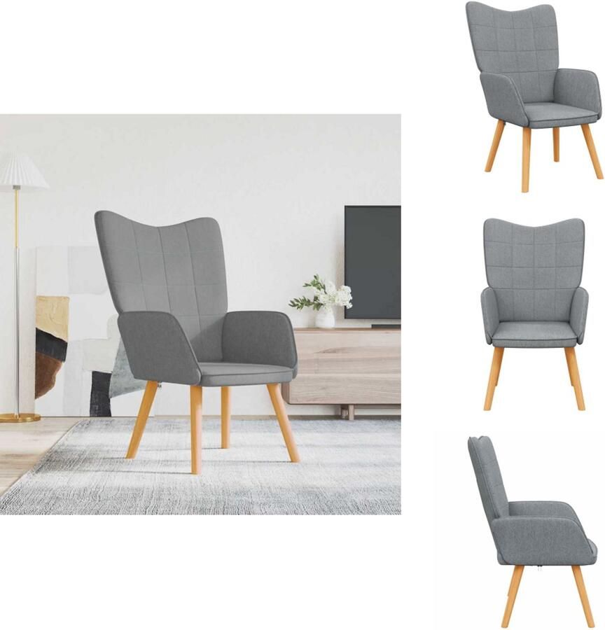 VidaXL Relaxstoel Relaxstoelen Fauteuil Fauteuils Relaxstoel stof lichtgrijs