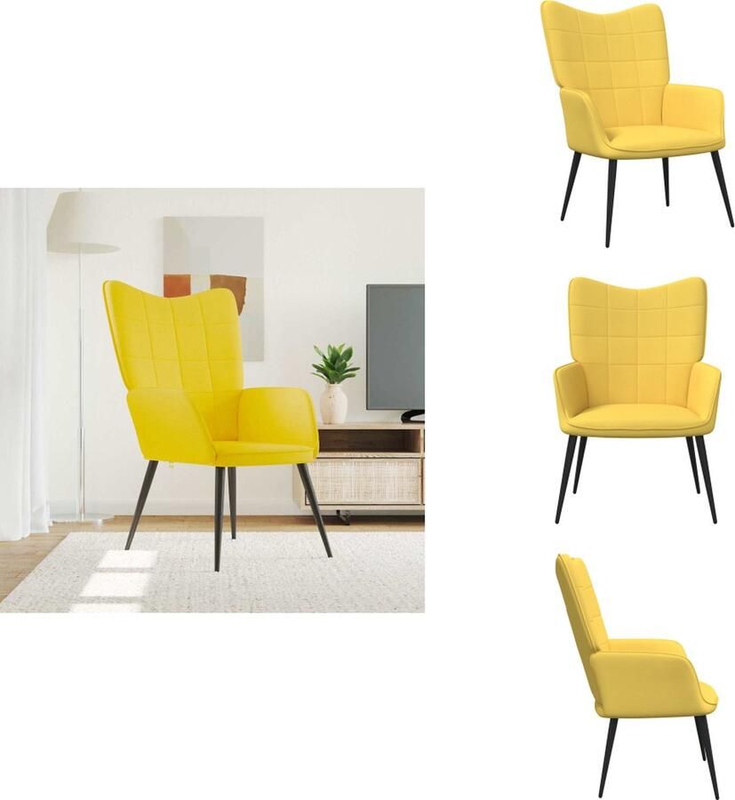 VidaXL Relaxstoel Relaxstoelen Fauteuil Fauteuils Relaxstoel stof mosterdgeel - Foto 2