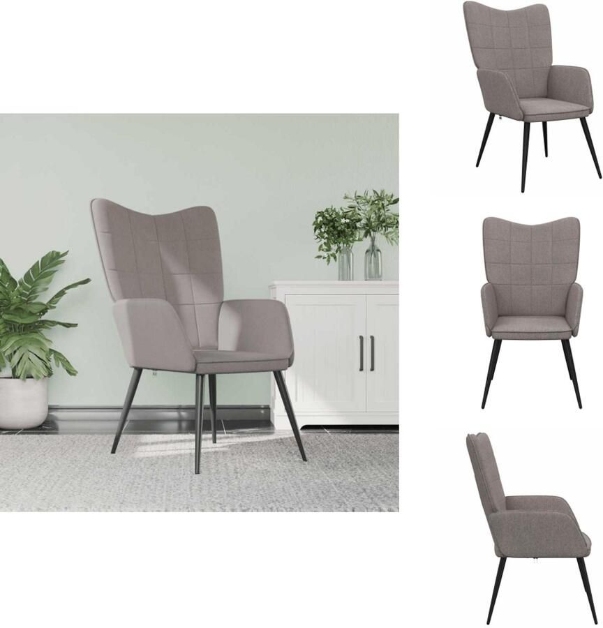 VidaXL Relaxstoel Relaxstoelen Fauteuil Fauteuils Relaxstoel stof taupe