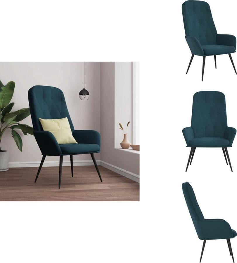 VidaXL Relaxstoel Relaxstoelen Fauteuil Relaxfauteuil Relaxstoel fluweel blauw