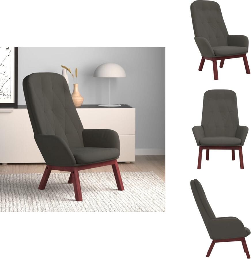 VidaXL Relaxstoel Relaxstoelen Fauteuil Relaxfauteuil Relaxstoel fluweel donkergrijs - Foto 2