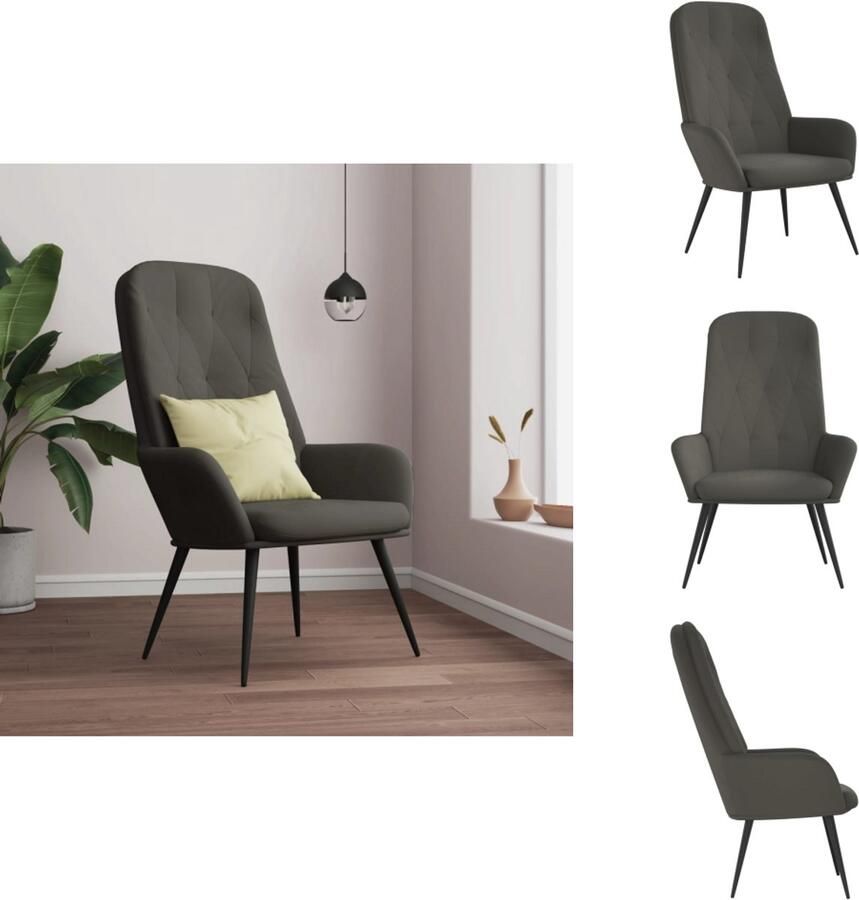 VidaXL Relaxstoel Relaxstoelen Fauteuil Relaxfauteuil Relaxstoel fluweel donkergrijs