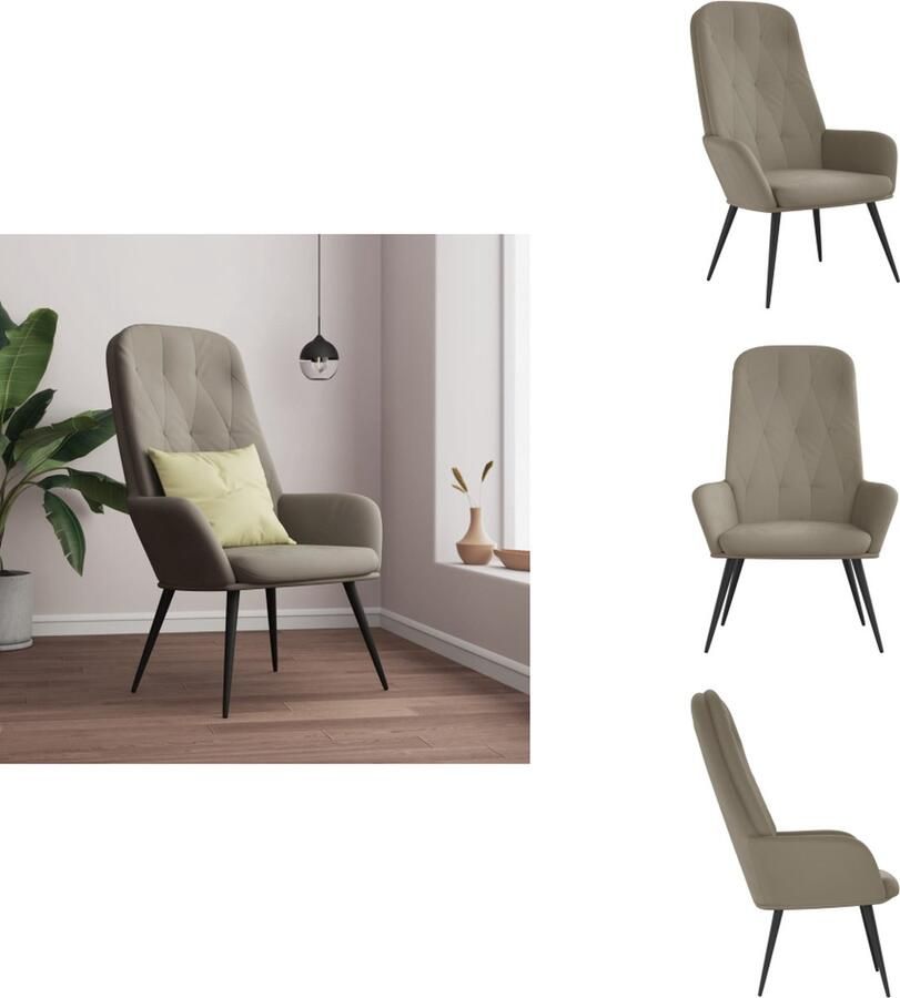 VidaXL Relaxstoel Relaxstoelen Fauteuil Relaxfauteuil Relaxstoel fluweel lichtgrijs - Foto 5