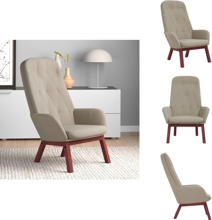 VidaXL Relaxstoel Relaxstoelen Fauteuil Relaxfauteuil Relaxstoel fluweel lichtgrijs - Foto 4