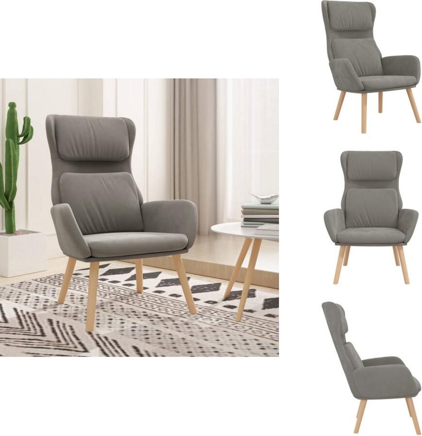 VidaXL Relaxstoel Relaxstoelen Fauteuil Relaxfauteuil Relaxstoel fluweel lichtgrijs