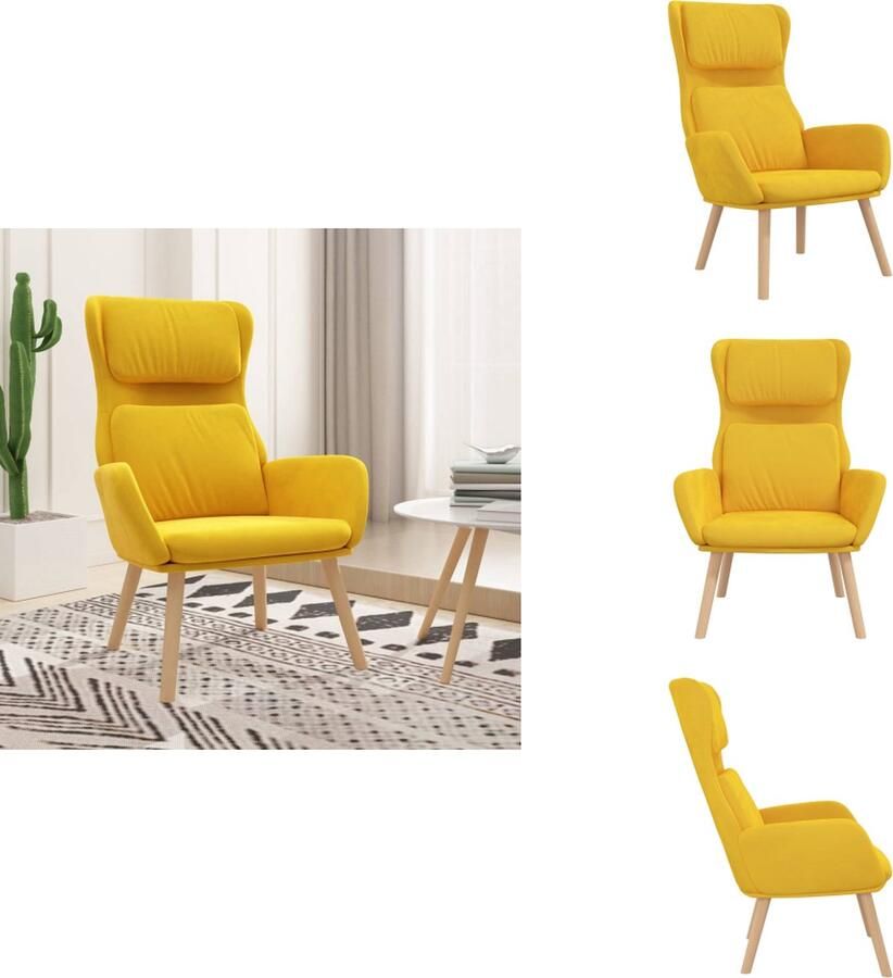 VidaXL Relaxstoel Relaxstoelen Fauteuil Relaxfauteuil Relaxstoel fluweel mosterdgeel