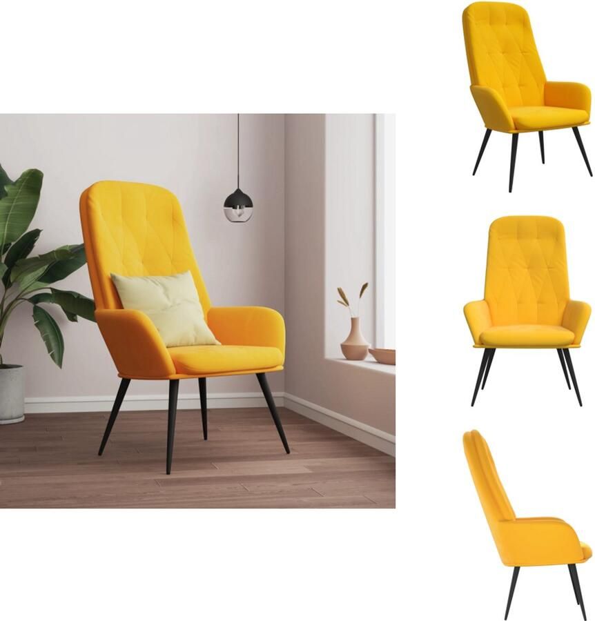 VidaXL Relaxstoel Relaxstoelen Fauteuil Relaxfauteuil Relaxstoel fluweel mosterdgeel