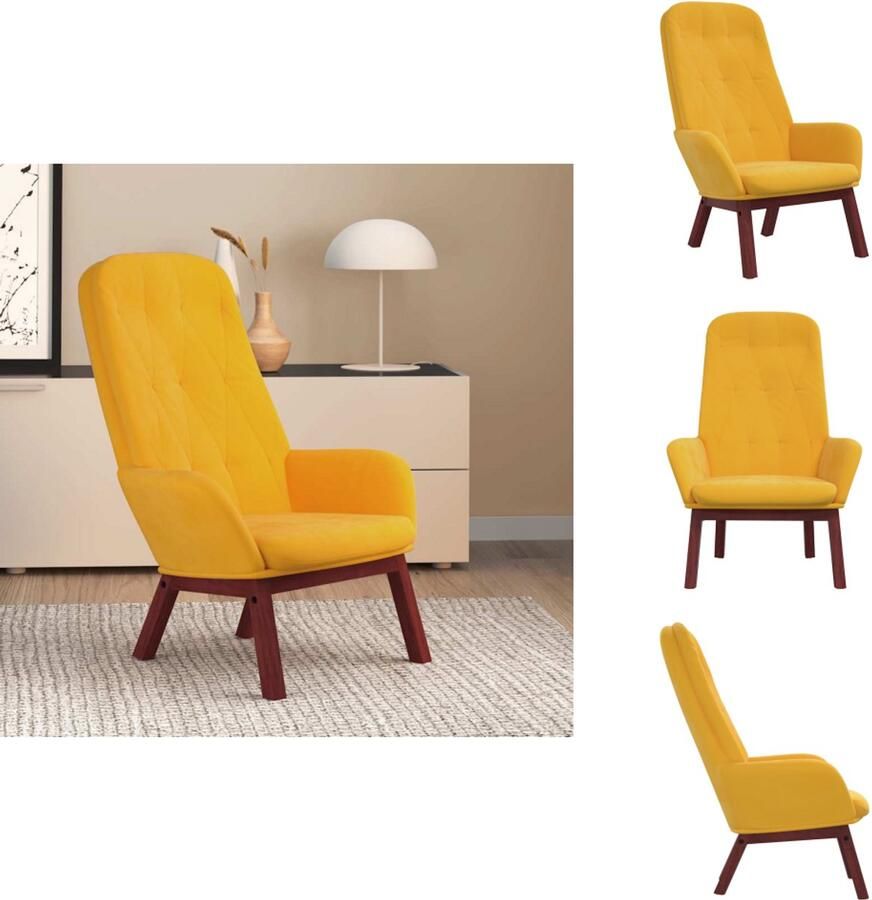 VidaXL Relaxstoel Relaxstoelen Fauteuil Relaxfauteuil Relaxstoel fluweel mosterdgeel