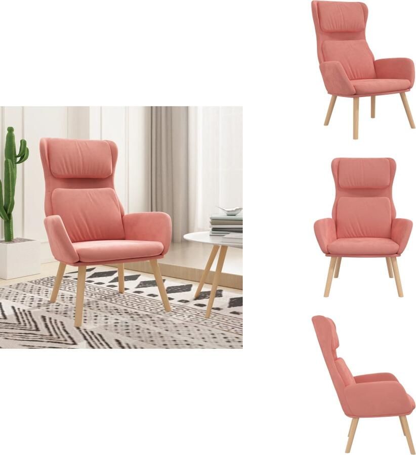 VidaXL Relaxstoel Relaxstoelen Fauteuil Relaxfauteuil Relaxstoel fluweel roze - Foto 5
