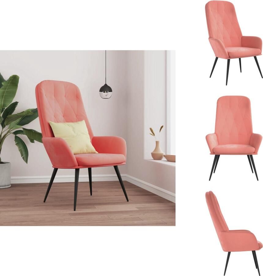 VidaXL Relaxstoel Relaxstoelen Fauteuil Relaxfauteuil Relaxstoel fluweel roze - Foto 3