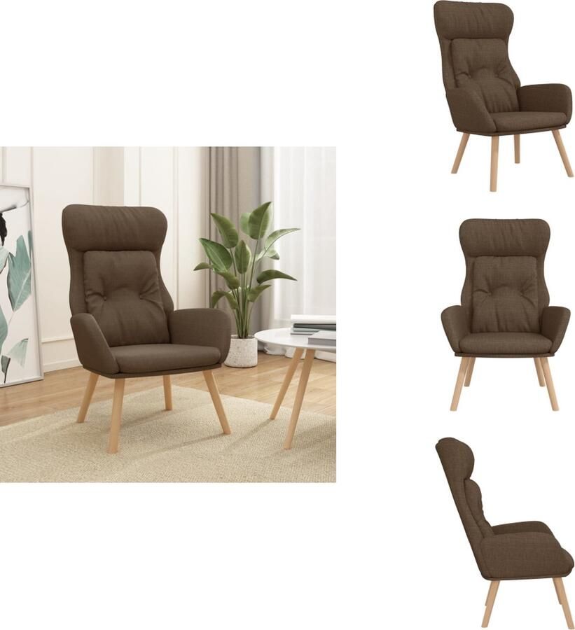 VidaXL Fauteuil Relaxstoel Bruin 70 x 77 x 98 cm Dik gevoerd Zacht aanvoelende stof Fauteuil - Foto 4