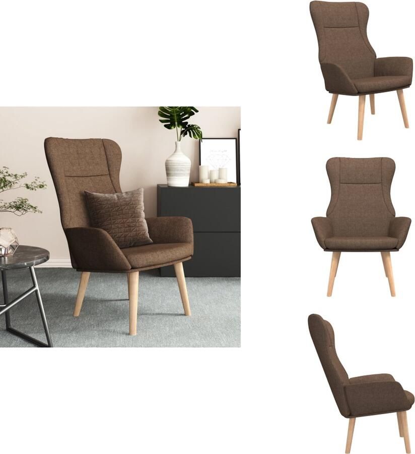 VidaXL Relaxstoel Relaxstoelen Fauteuil Relaxfauteuil Relaxstoel stof bruin - Foto 2