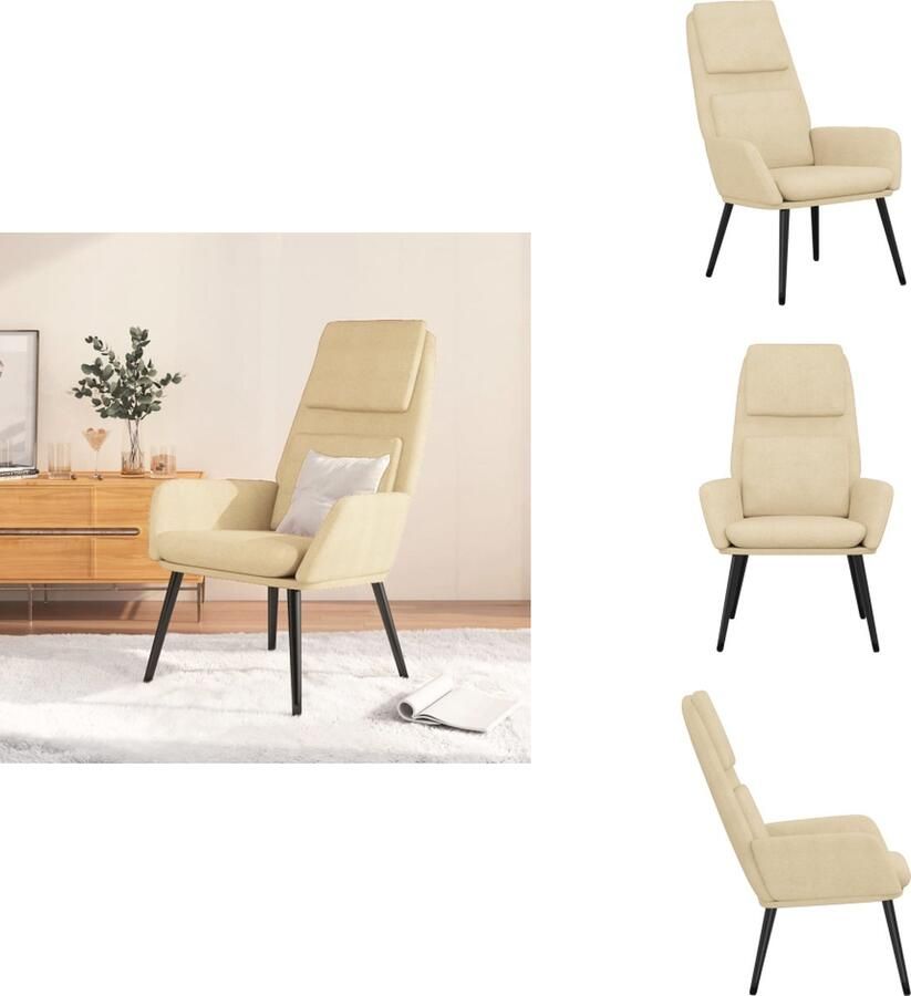 VidaXL Relaxstoel Relaxstoelen Fauteuil Relaxfauteuil Relaxstoel stof crèmekleurig