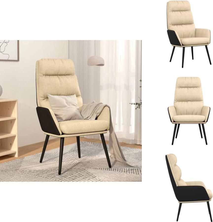 VidaXL Relaxstoel Relaxstoelen Fauteuil Relaxfauteuil Relaxstoel stof crèmekleurig