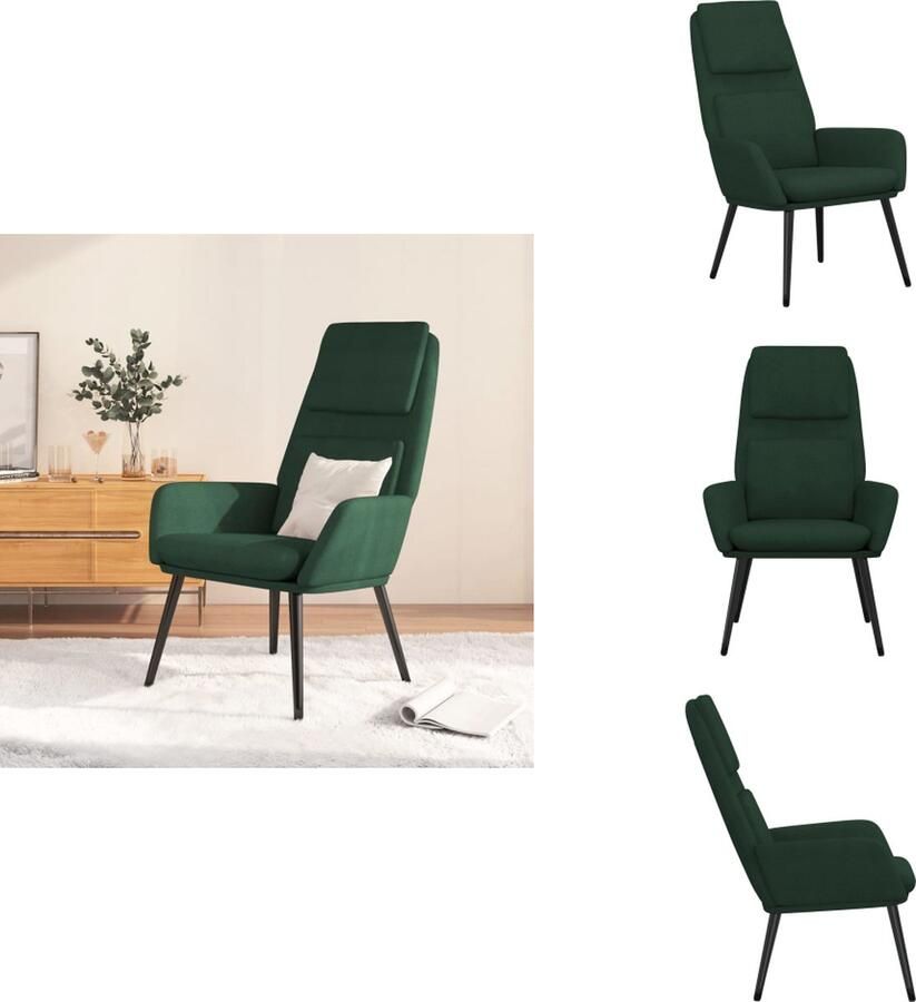 VidaXL Relaxstoel Stof Donkergroen Comfortabel Relaxstoel Lounge Stoel Tuinstoel Buitenstoel Loungestoel Comfortabel Zitten Groene Stoffen Meubels Donkere Fauteuils Design Stoel - Foto 4