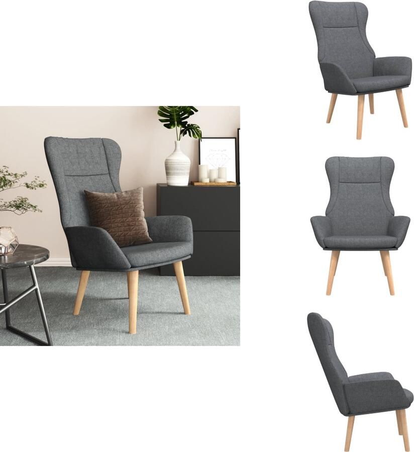 VidaXL Relaxstoel Relaxstoelen Fauteuil Relaxfauteuil Relaxstoel stof donkergrijs - Foto 3