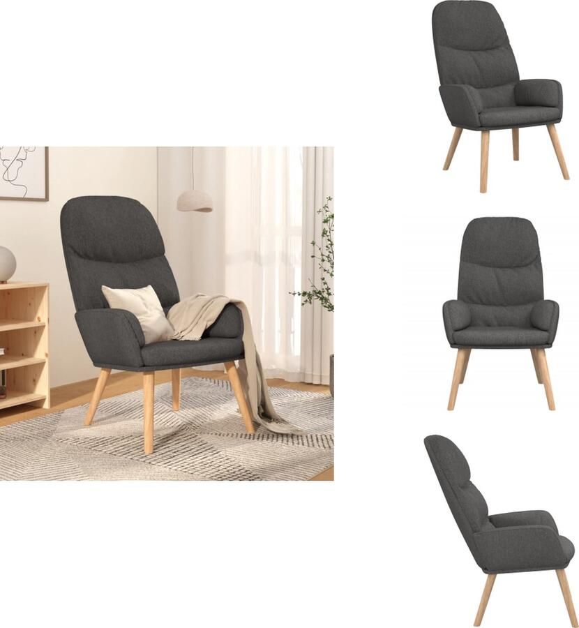 VidaXL Fauteuil Relaxstoel Donkergrijs 70 x 77 x 98 cm Dik gevoerd en zacht aanvoelende stof Fauteuil