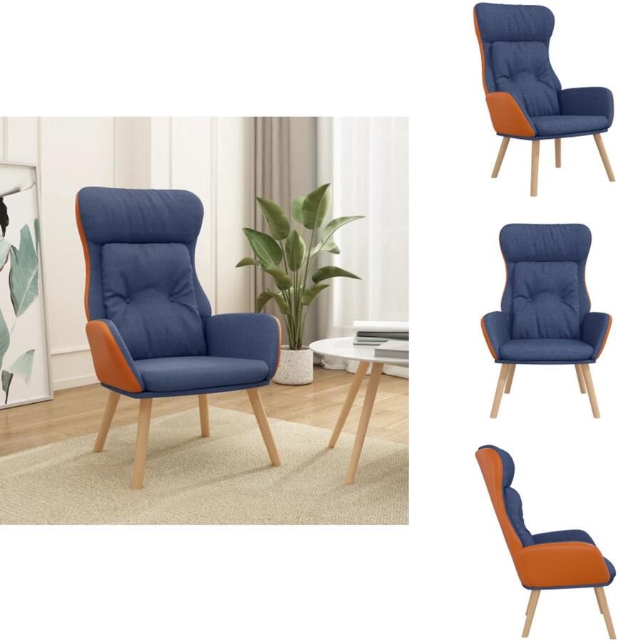 VidaXL Relaxstoel Relaxstoelen Fauteuil Relaxfauteuil Relaxstoel stof en PVC blauw