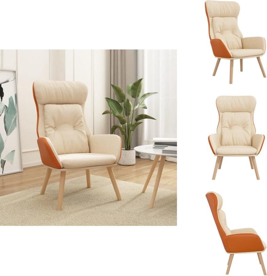 VidaXL Relaxstoel Relaxstoelen Fauteuil Relaxfauteuil Relaxstoel stof en PVC crèmekleurig