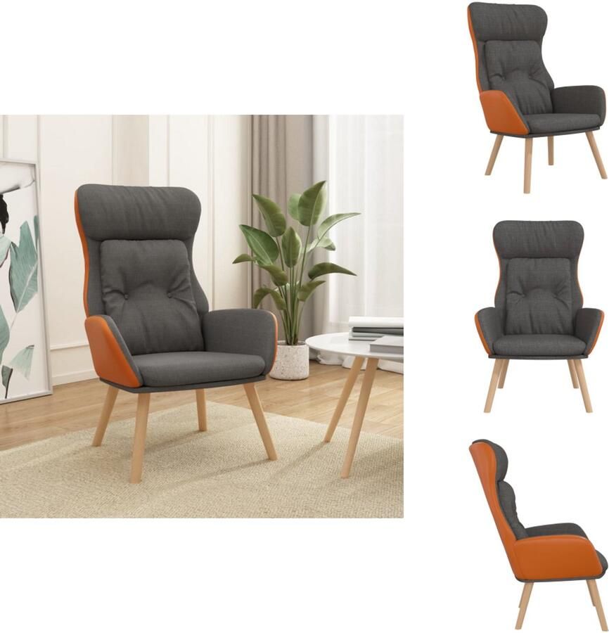 VidaXL Relaxstoel Relaxstoelen Fauteuil Relaxfauteuil Relaxstoel stof en PVC donkergrijs