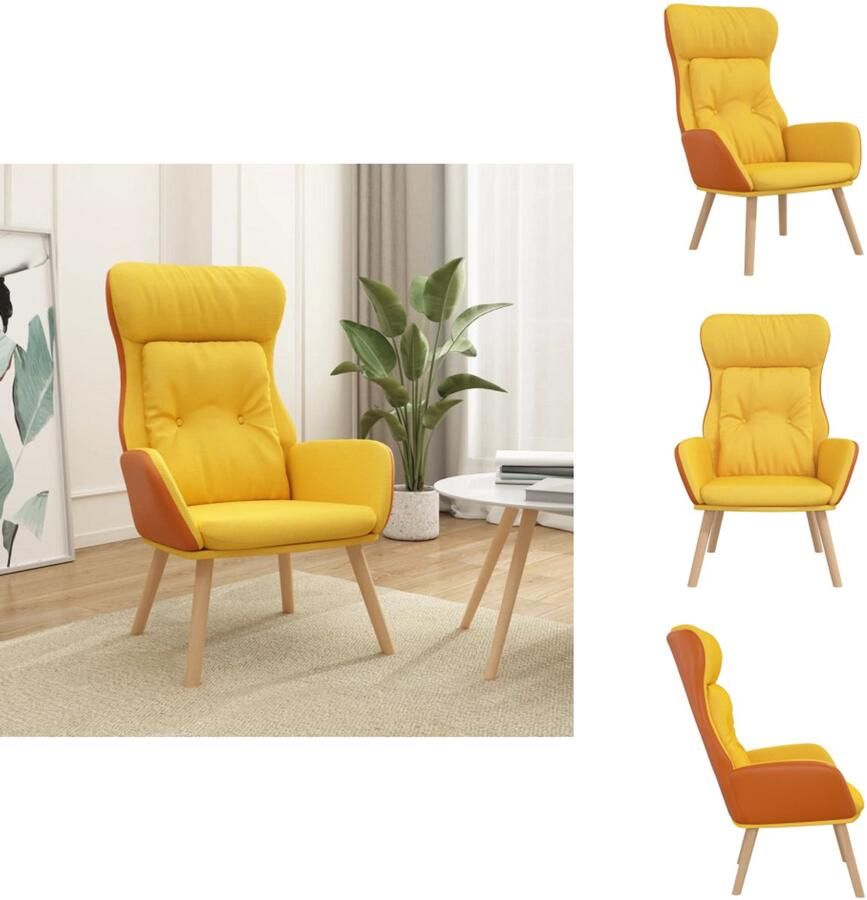 VidaXL Relaxstoel Relaxstoelen Fauteuil Relaxfauteuil Relaxstoel stof en PVC mosterdgeel