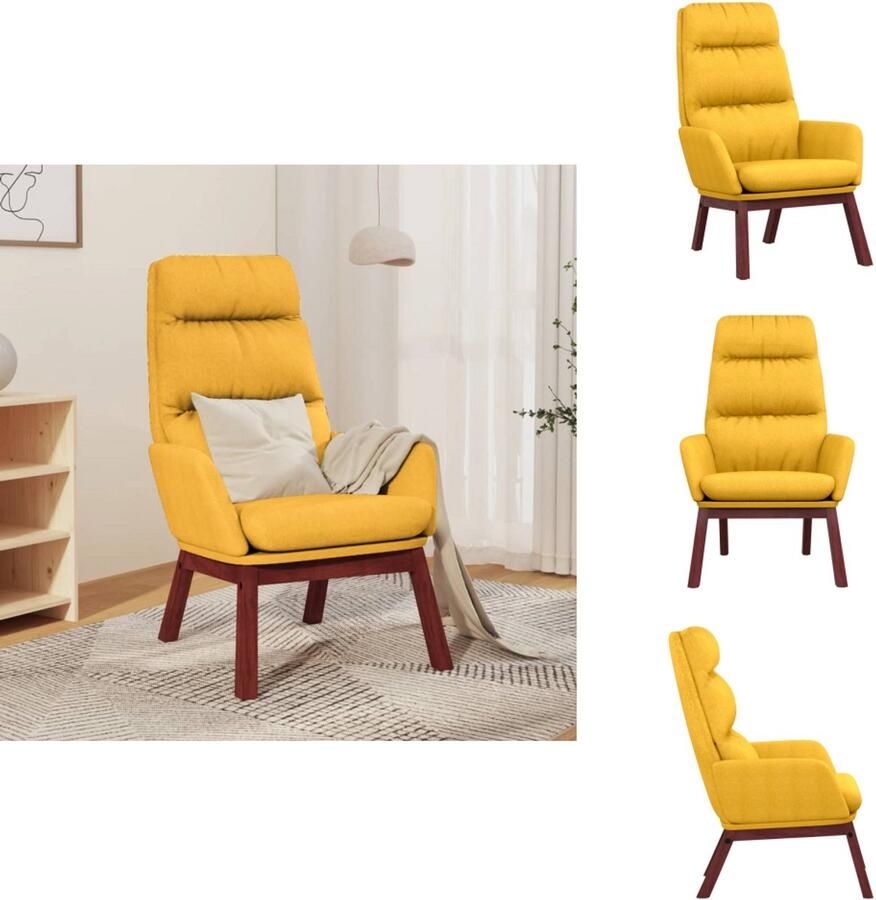 VidaXL Relaxstoel Relaxstoelen Fauteuil Relaxfauteuil Relaxstoel stof mosterdgeel - Foto 2