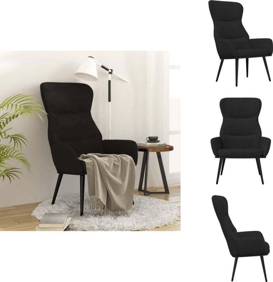 VidaXL Relaxstoel Relaxstoelen Fauteuil Relaxfauteuil Relaxstoel stof zwart