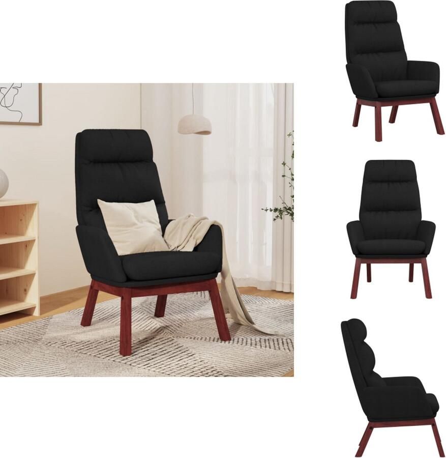 VidaXL Relaxstoel Relaxstoelen Fauteuil Relaxfauteuil Relaxstoel stof zwart - Foto 2